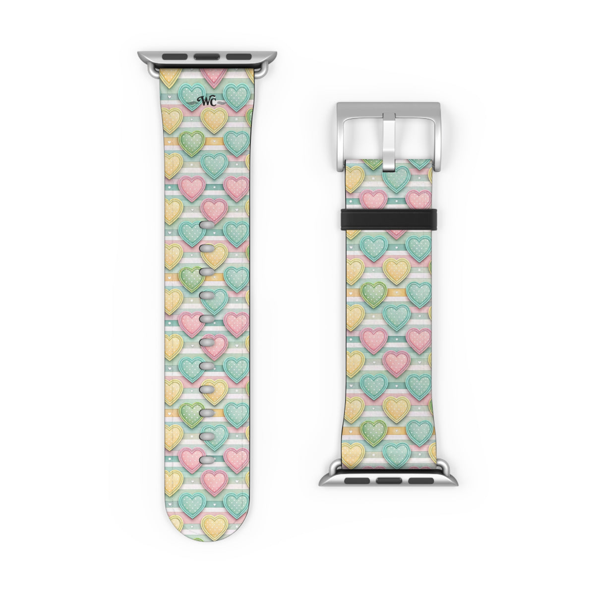 Be Mine; or Not - Pastel Heart Pattern Apple Watch Band — Cute Candy Hearts Watch Strap