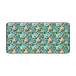Teal Peony Desk Mat — Vintage Garden Mouse Pad Surface