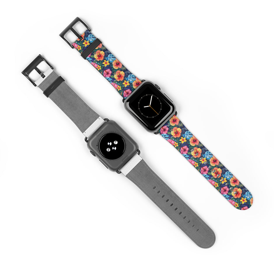 Floral Hibiscus - Apple Watch Band -Colorful Tropical Watch Strap