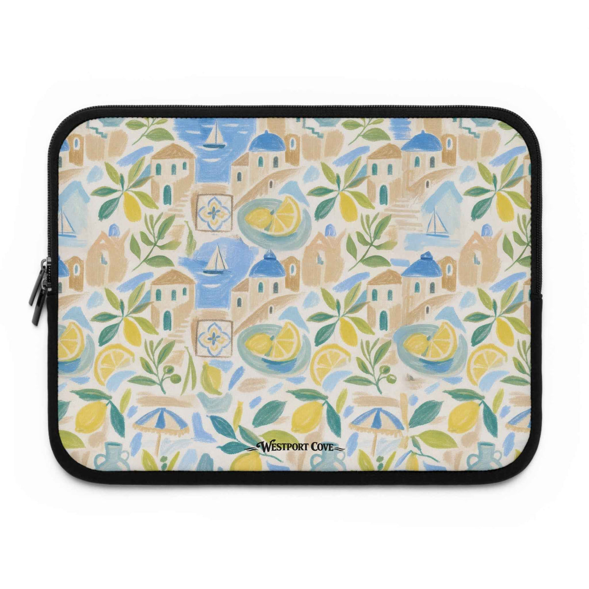 Mediterranean Lemon Laptop Sleeve & Seaside Pattern