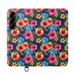 Tropical Hibiscus Flip Phone Case — Floral Wallet Flip Case with Card Slots