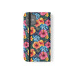 Tropical Hibiscus Flip Phone Case — Floral Wallet Flip Case with Card Slots