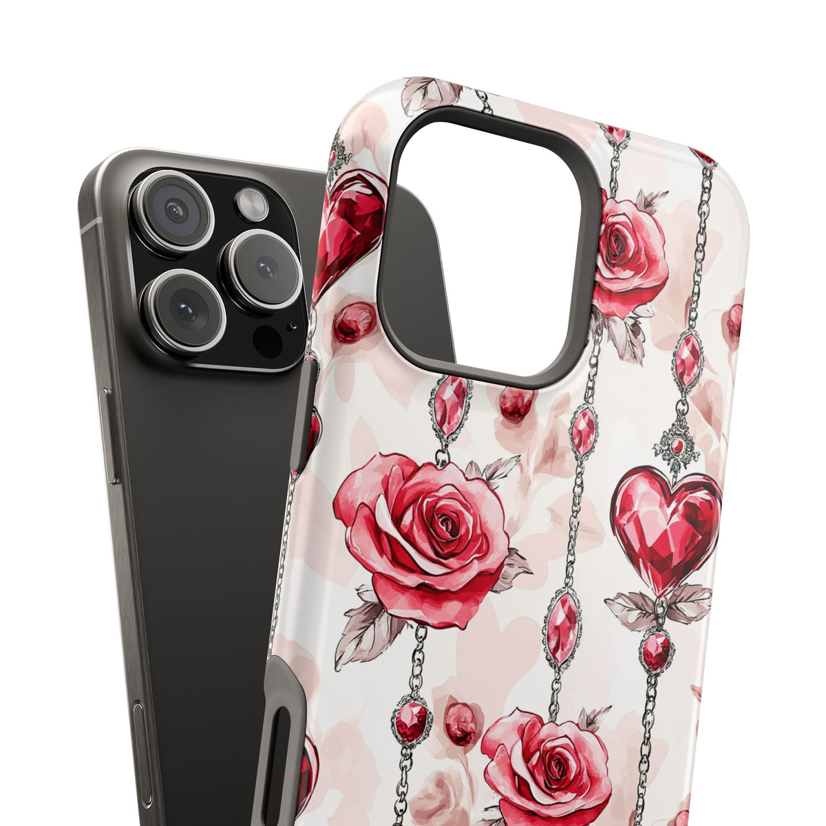 Vintage Roses & Heart Charms - Extreme Impact MagSafe Phone Case