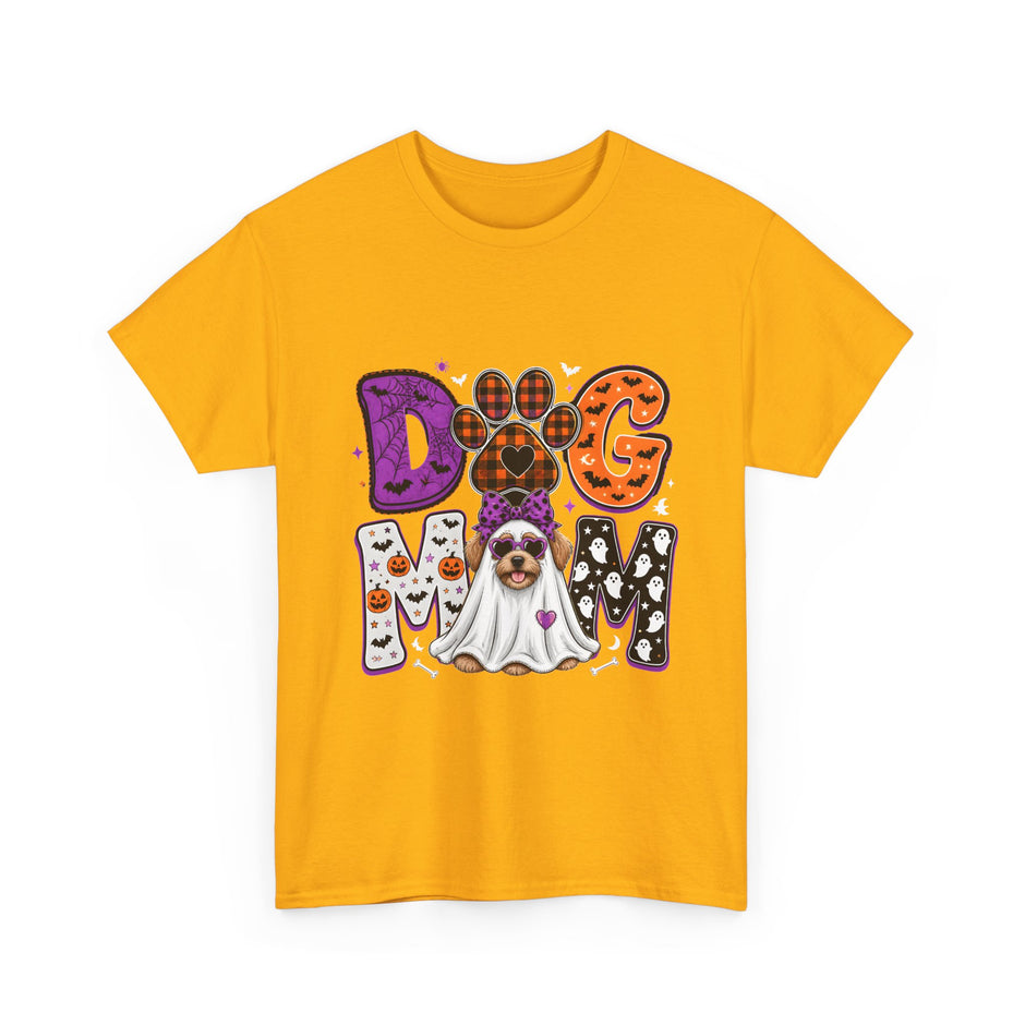 Dog Mom Halloween T‑Shirt — Ghost Pup & Spooky Pattern Tee