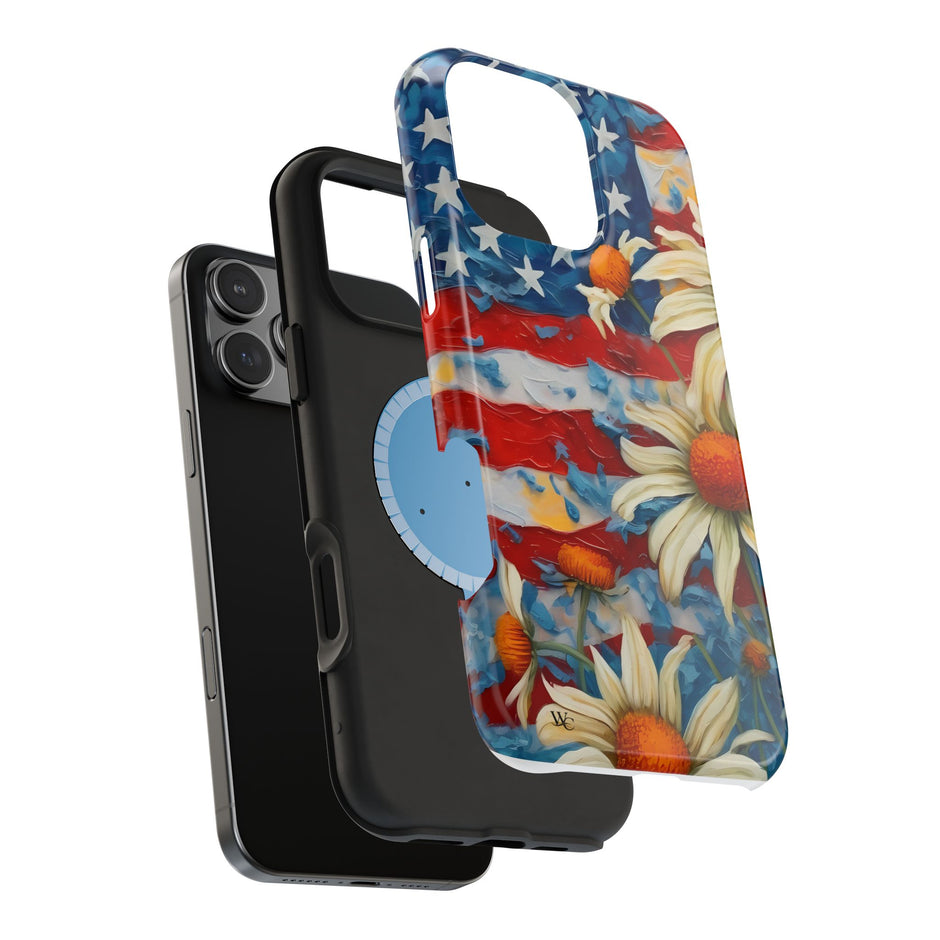 Patriotic Daisy - American Flag  - Extreme Impact MagSafe Phone Case