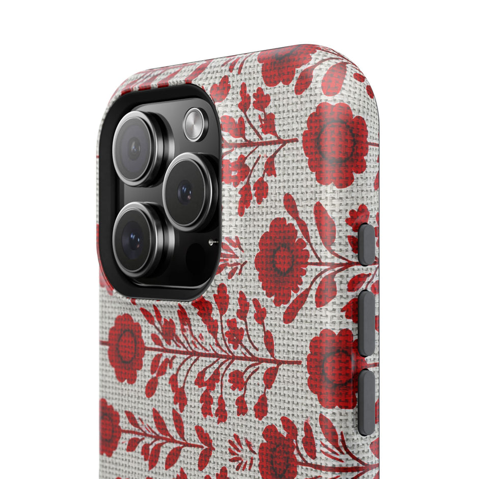 Red Scandi Floral - Extreme Impact MagSafe Phone Case