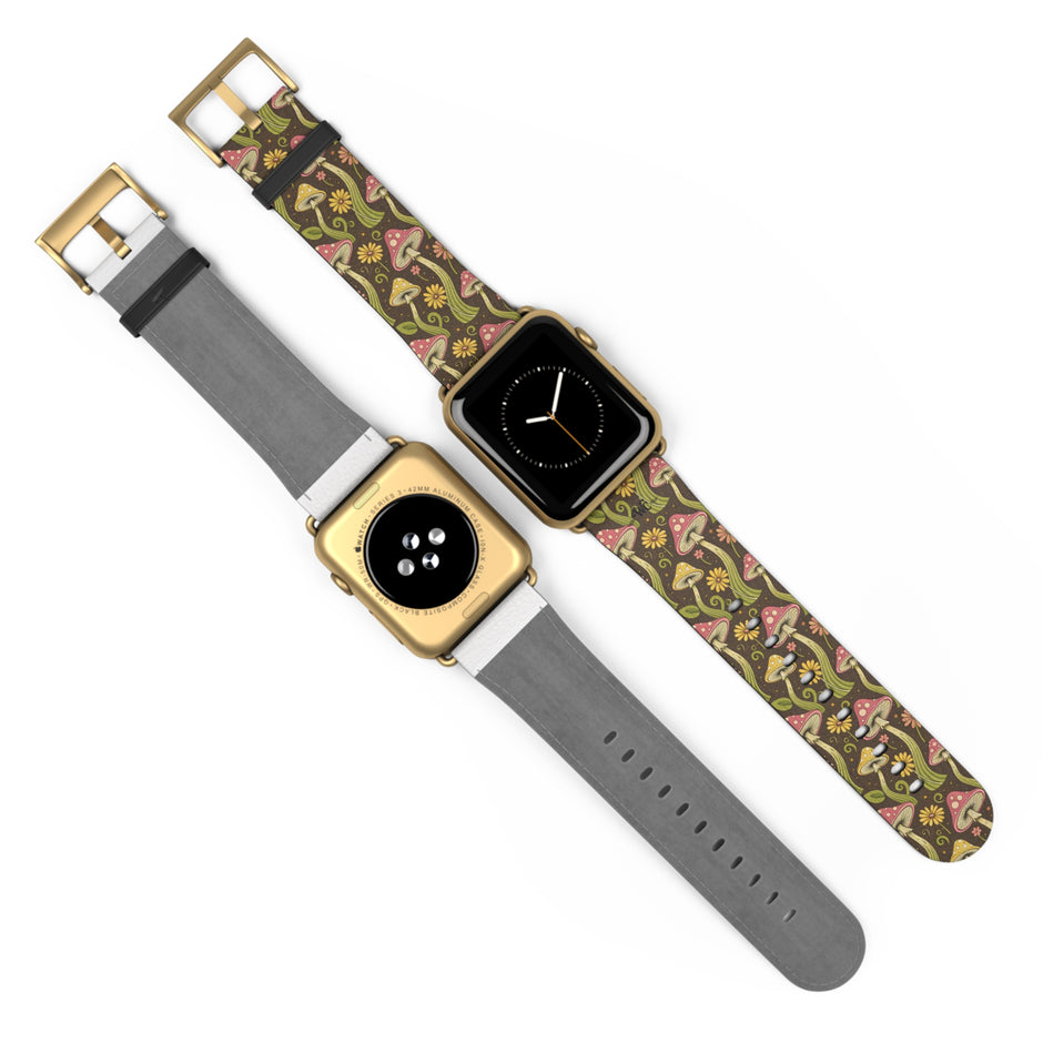 Magic Mushroom - Apple Watch Band  - Vintage Forest Fungi Apple Watch Strap