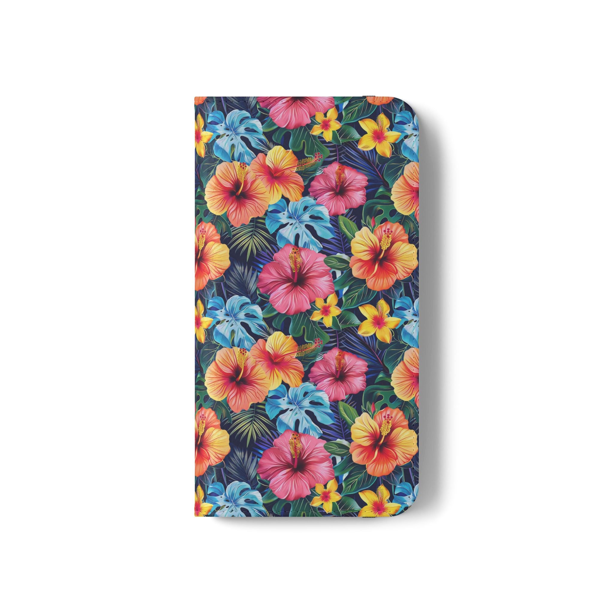 Tropical Hibiscus Flip Phone Case — Floral Wallet Flip Case with Card Slots