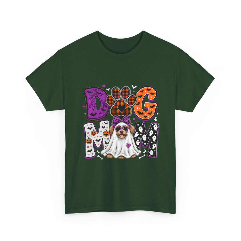 Dog Mom Halloween T‑Shirt — Ghost Pup & Spooky Pattern Tee