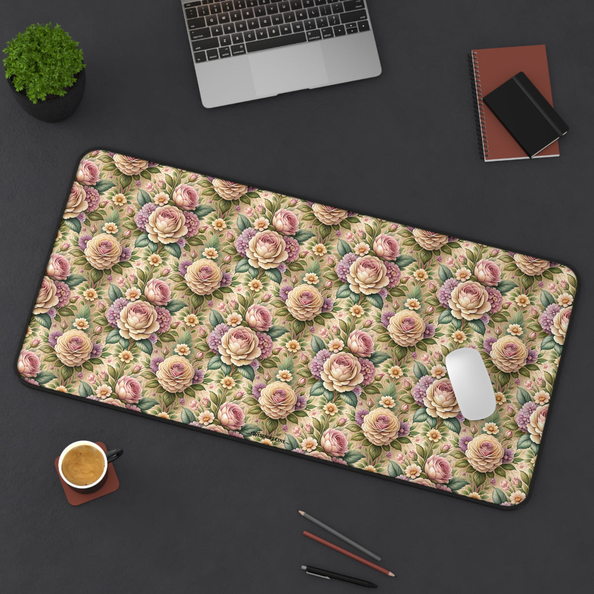 Best Buds Desk Mat — Floral Mousepad for Office & Home