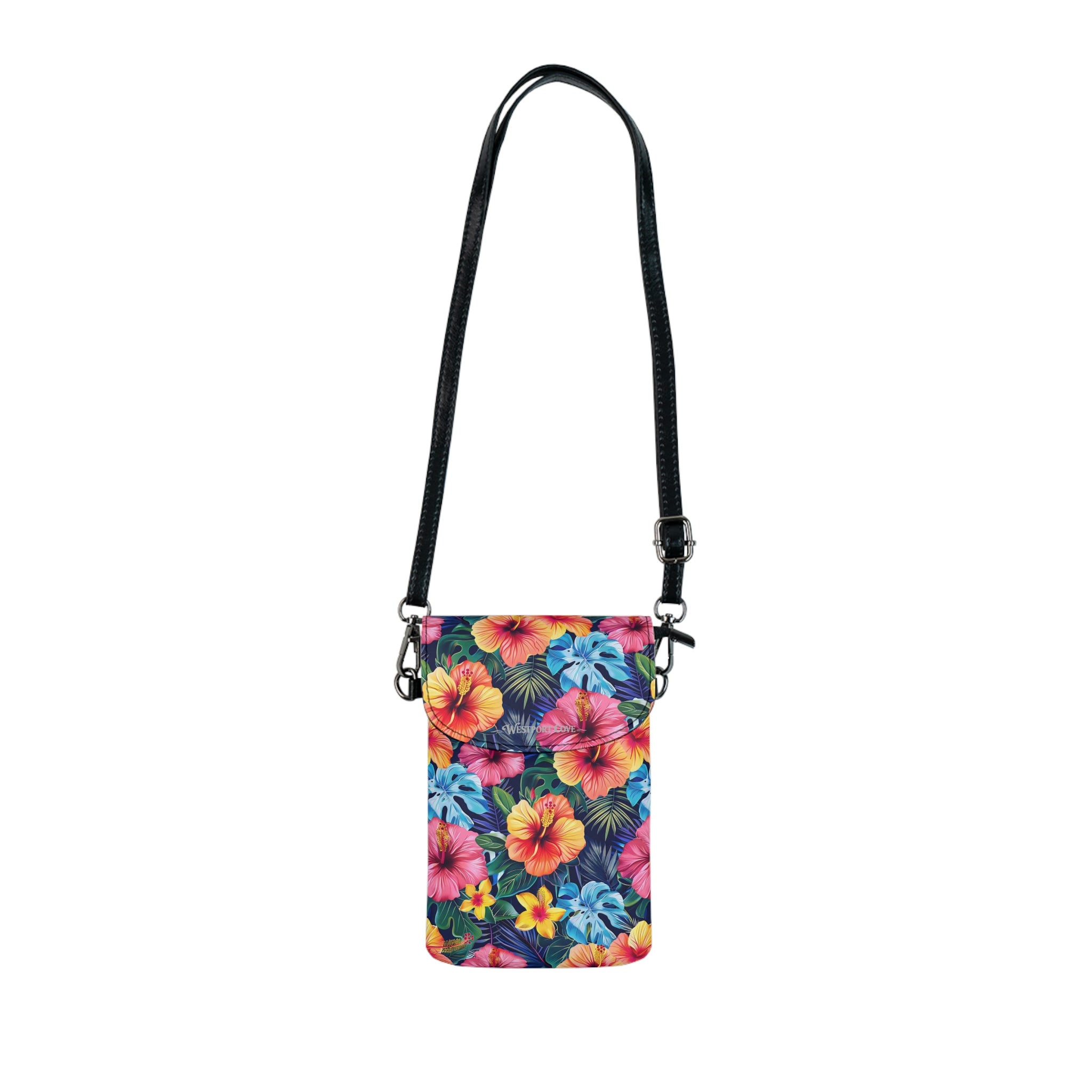 Tropical Hibiscus Phone Wallet - Floral Crossbody Card Holder