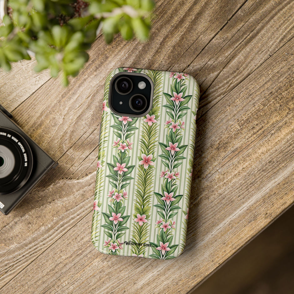 Pink Orchid Floral, Embedded Magnet Phone Case, Tough Dual Layer Protection, Unique Gift for Her or Him, iPhone Samsung Phone Cover, Matte or Glossy Finish