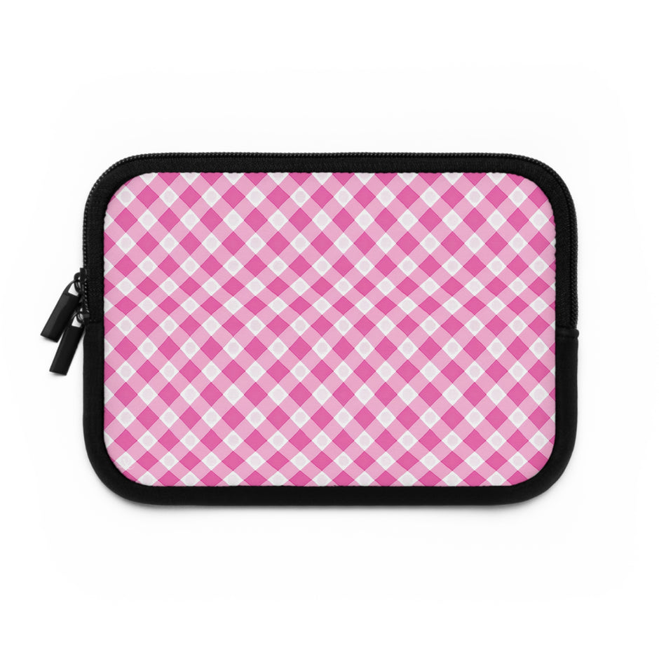 Pink Gingham Laptop Sleeve - Stylish Protection for Your Device