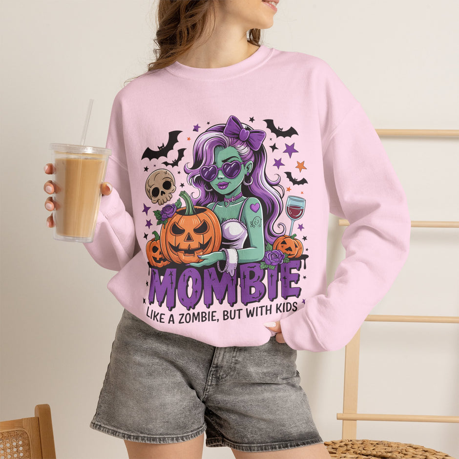 Mombie Halloween Sweatshirt — "Mombie: Like a Zombie, But With Kids" Cozy Crewneck