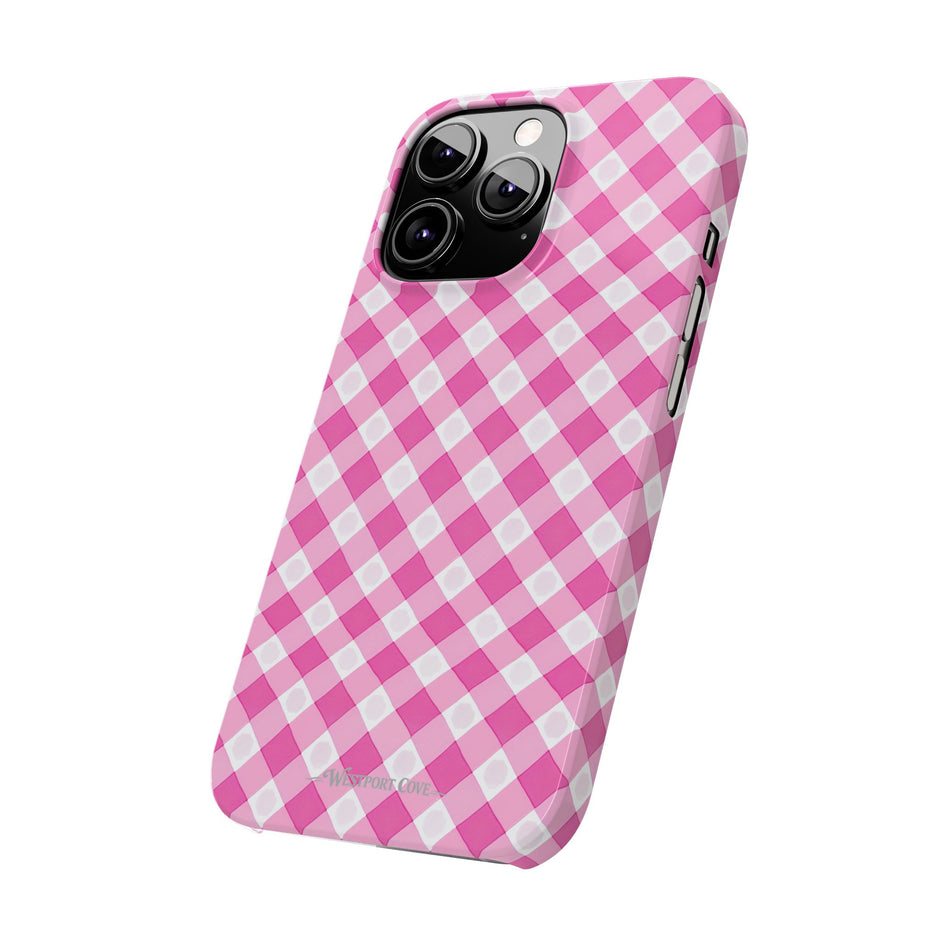 Pink Gingham - Essential Phone Case - Lightweight Protective Cover