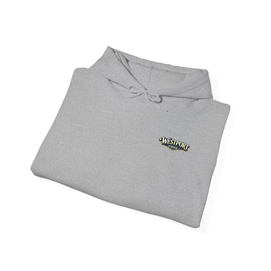 Westport Cove Hoodie — Scenic Lake Cabin Vintage Logo Hooded Sweatshirt
