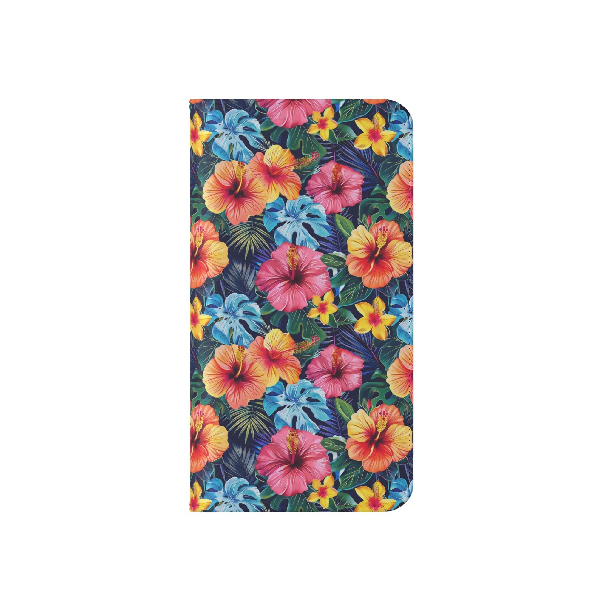 Tropical Hibiscus Flip Phone Case — Floral Wallet Flip Case with Card Slots