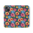 Tropical Hibiscus Flip Phone Case — Floral Wallet Flip Case with Card Slots