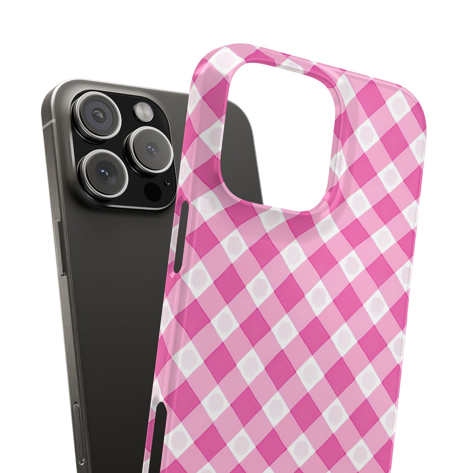 Pink Gingham - Essential Phone Case - Lightweight Protective Cover