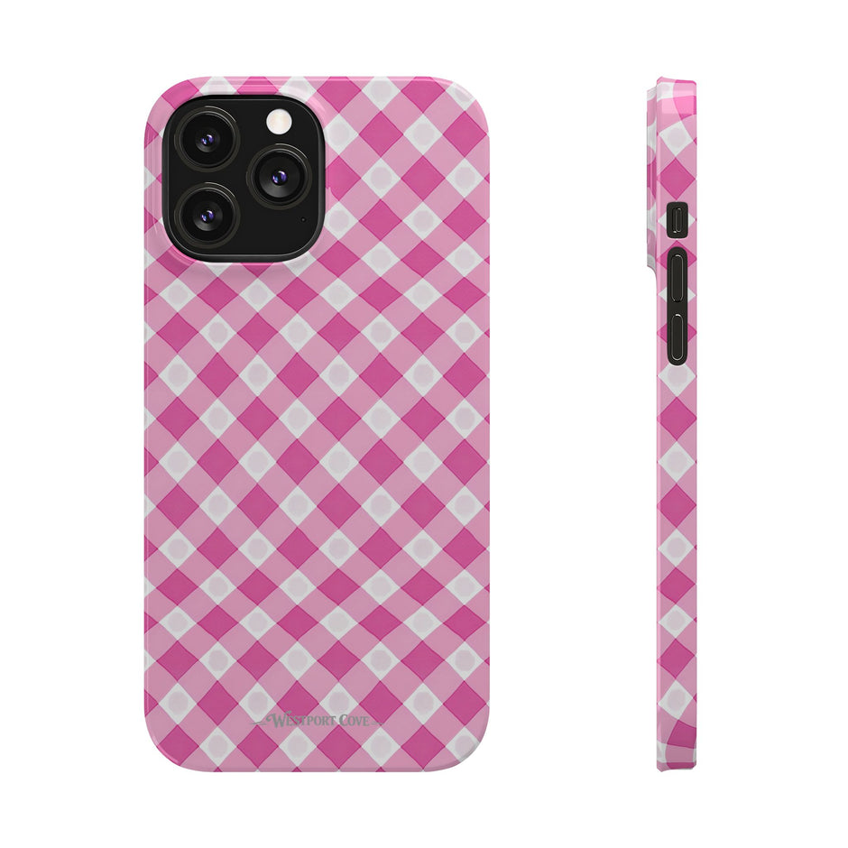Pink Gingham - Essential Phone Case - Lightweight Protective Cover
