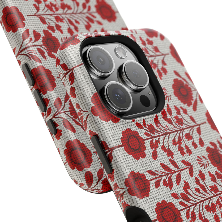 Red Scandi Floral - Extreme Impact MagSafe Phone Case