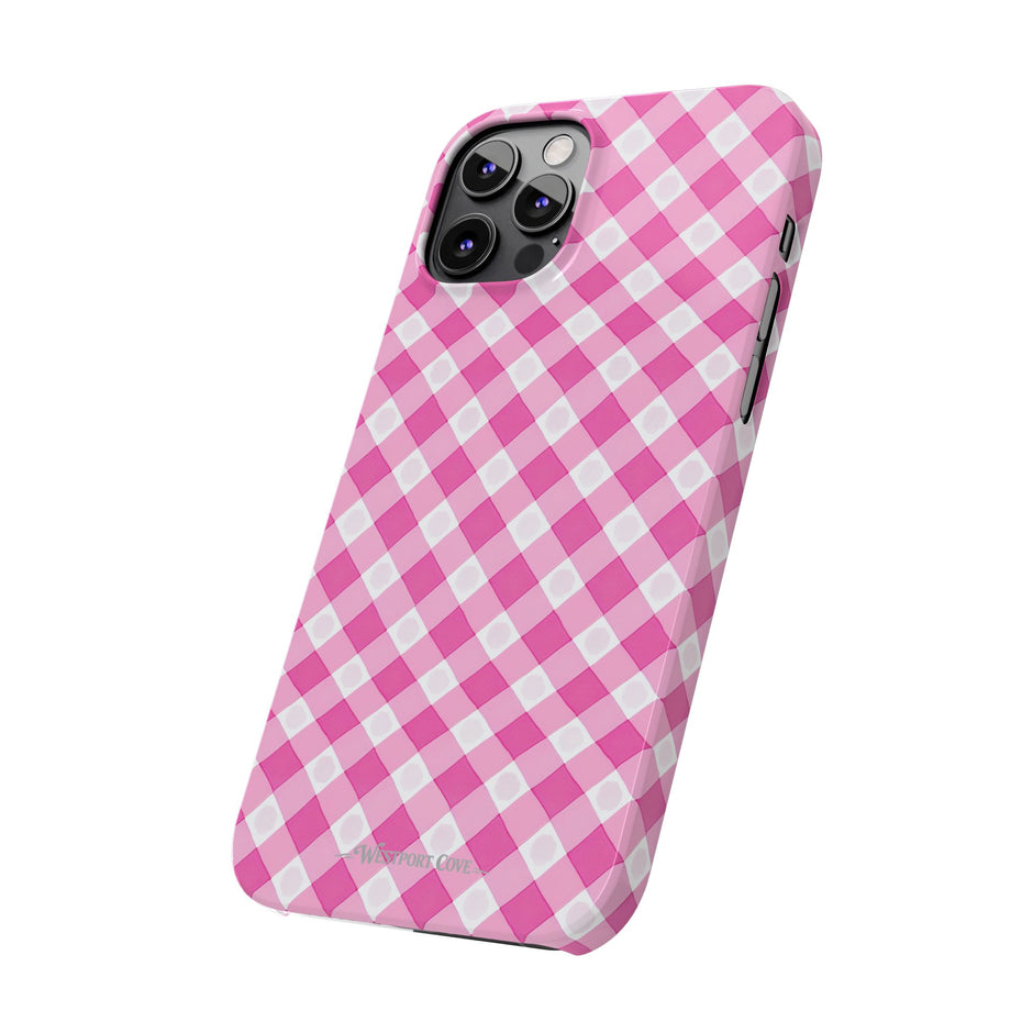 Pink Gingham - Essential Phone Case - Lightweight Protective Cover