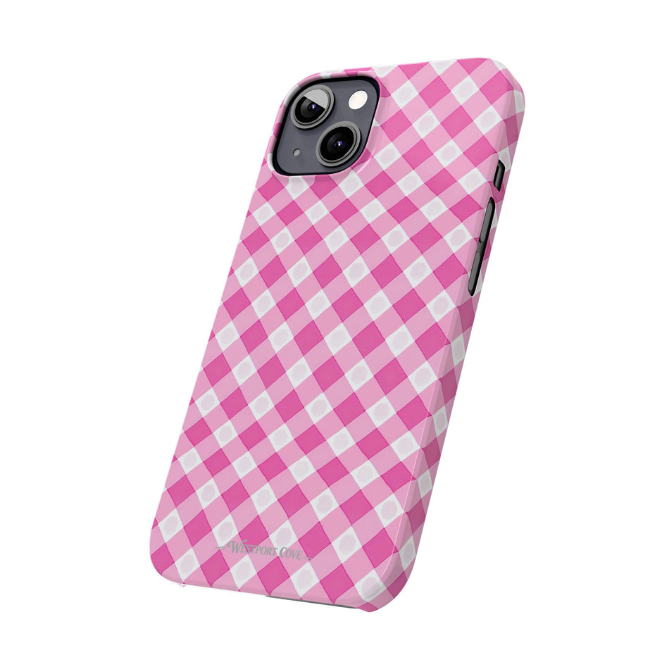 Pink Gingham - Essential Phone Case - Lightweight Protective Cover