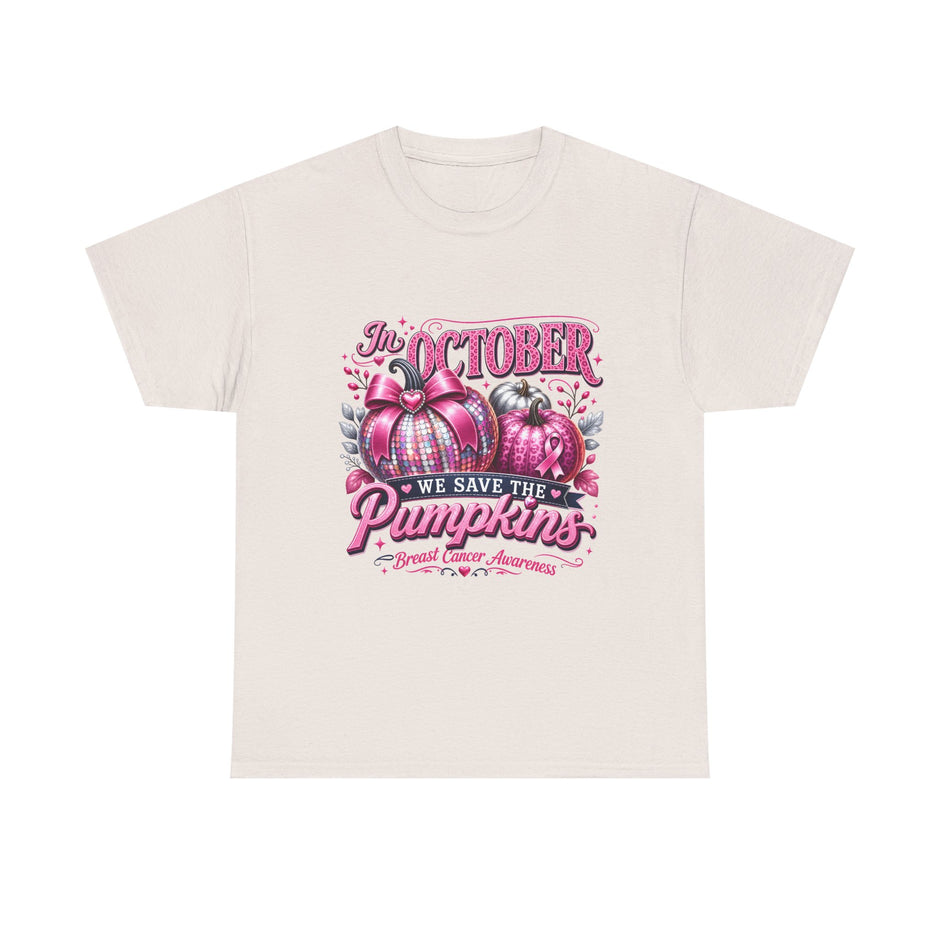 October Breast Cancer Awareness Pumpkin Tee — 