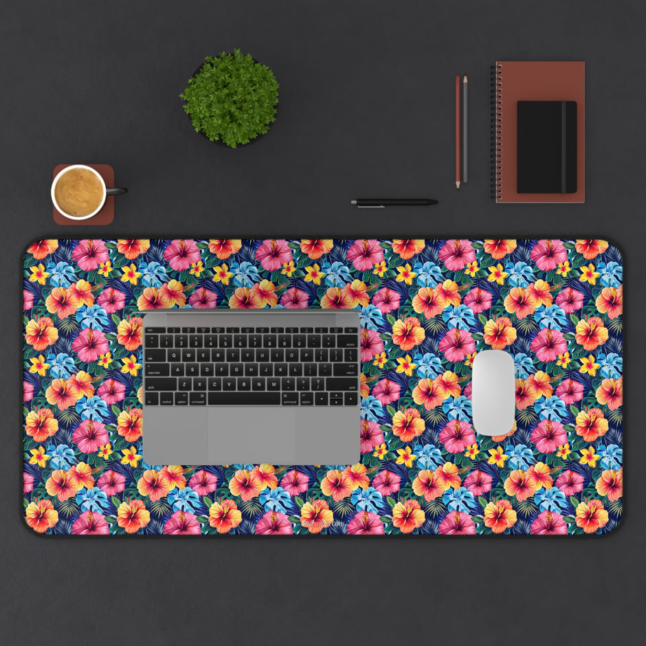 Floral Hibiscus Desk Mat — Vibrant Tropical Mousepad for Home Office