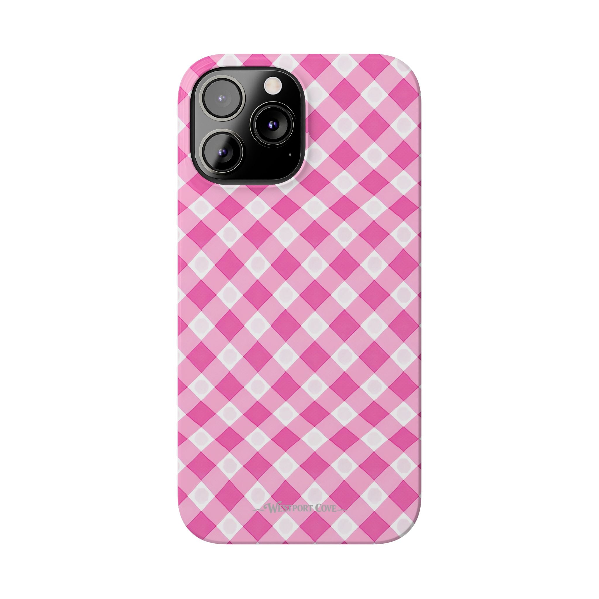 Pink Gingham - Essential Phone Case - Lightweight Protective Cover