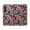 Tropical Hibiscus Flip Phone Case — Floral Wallet Flip Case with Card Slots