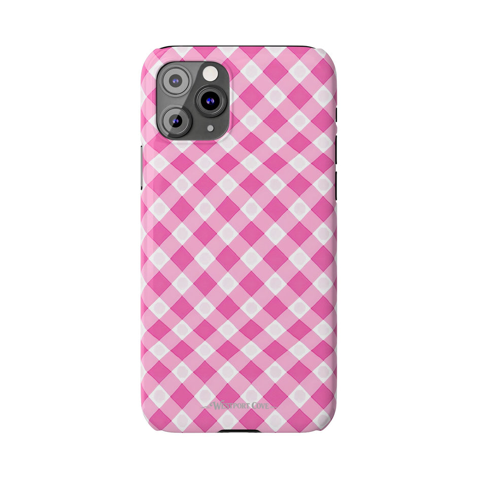 Pink Gingham - Essential Phone Case - Lightweight Protective Cover