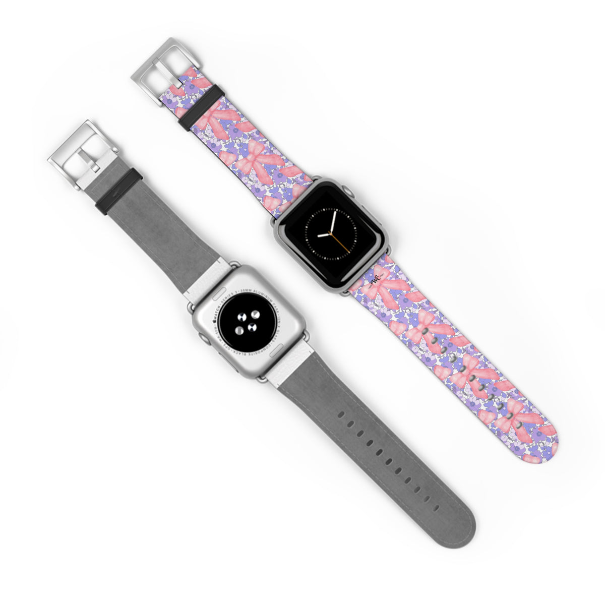Bow Floral - Ribbon Pattern Apple Watch Band — Pastel Pink & Lavender Watch Strap
