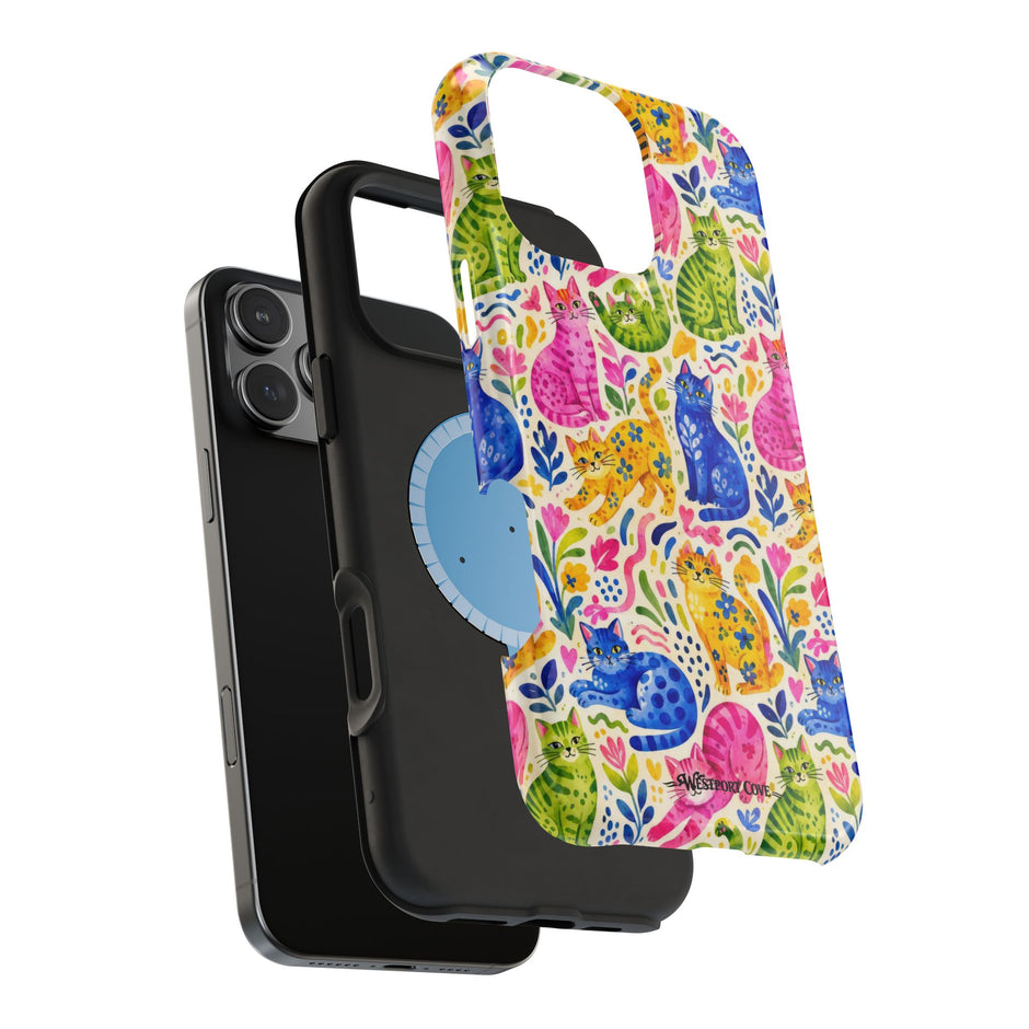 Pop Cats - Extreme Impact MagSafe Phone Case — Colorful Watercolor Cats