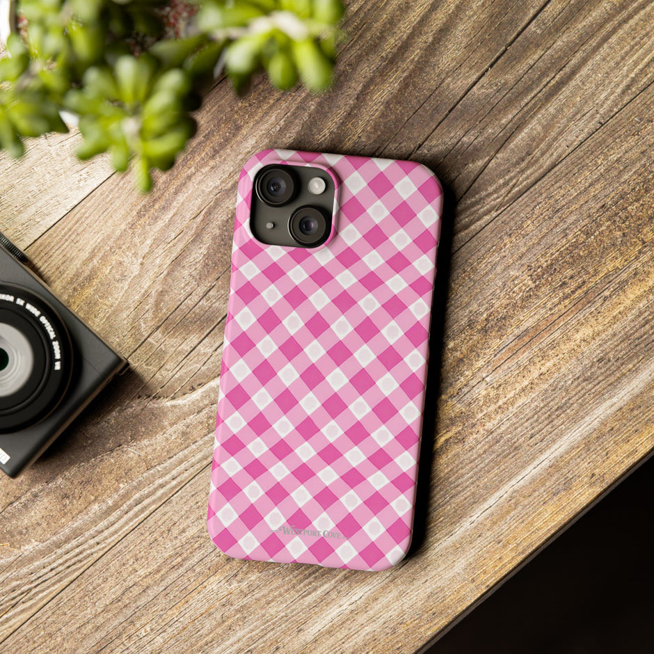 Pink Gingham - Essential Phone Case - Lightweight Protective Cover