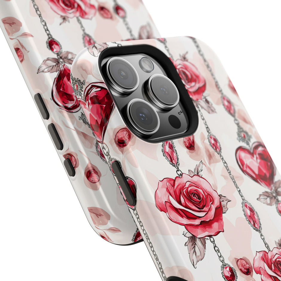 Vintage Roses & Heart Charms - Extreme Impact MagSafe Phone Case