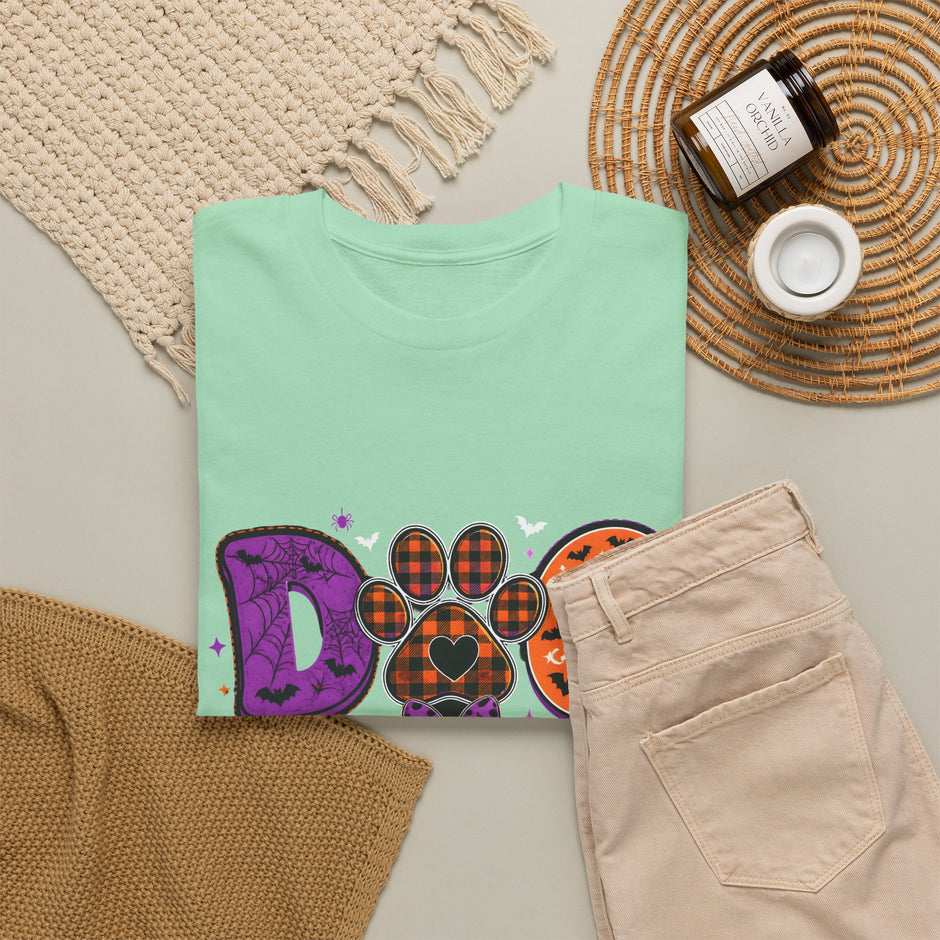 Dog Mom Halloween T‑Shirt — Ghost Pup & Spooky Pattern Tee