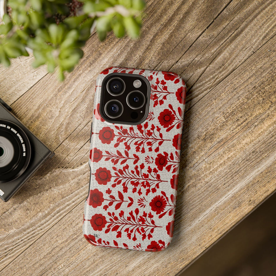 Red Scandi Floral - Extreme Impact MagSafe Phone Case
