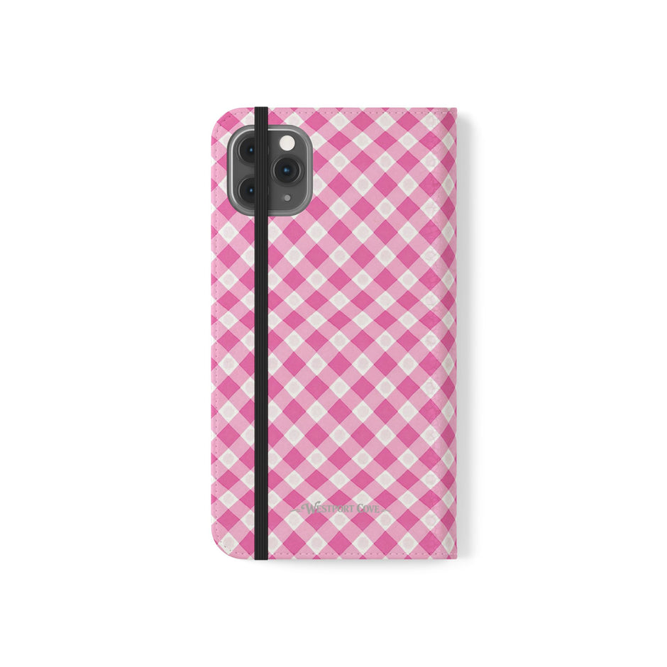 Pink Gingham - Flip Case – Wallet Flip Case with Card Slots