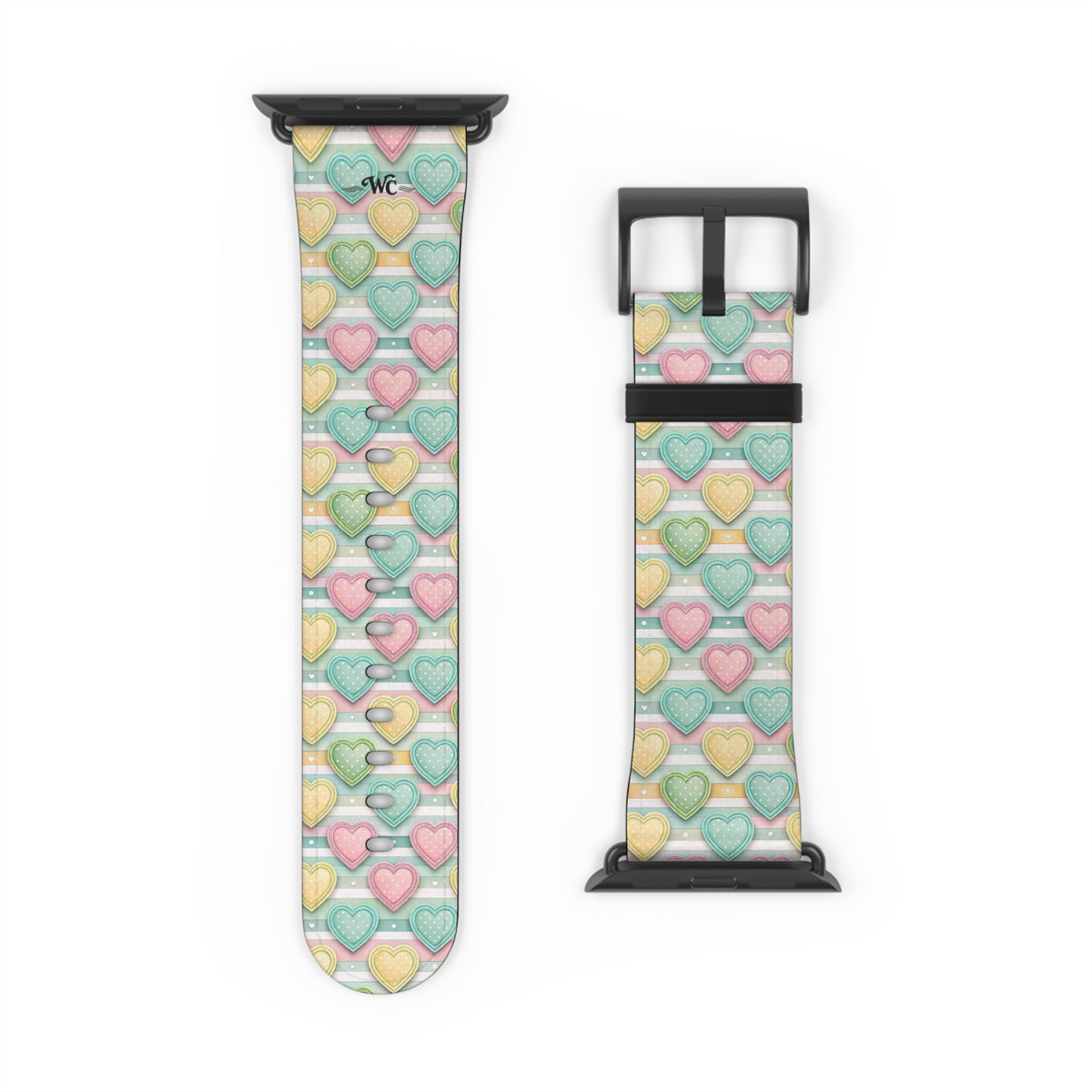 Be Mine; or Not - Pastel Heart Pattern Apple Watch Band — Cute Candy Hearts Watch Strap