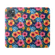 Tropical Hibiscus Flip Phone Case — Floral Wallet Flip Case with Card Slots