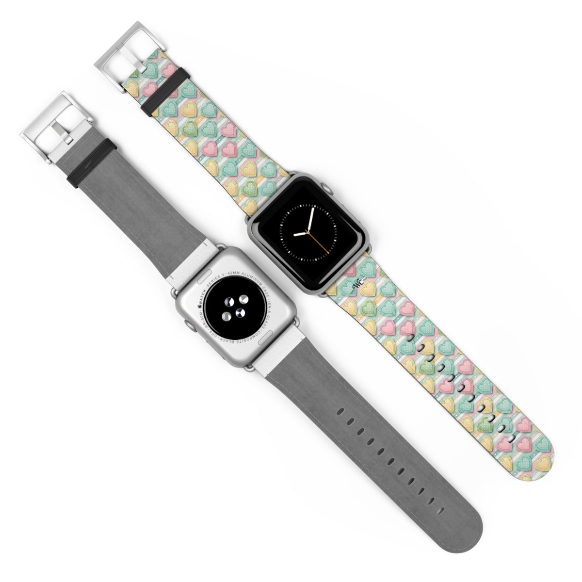 Be Mine; or Not - Pastel Heart Pattern Apple Watch Band — Cute Candy Hearts Watch Strap
