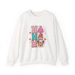 Holiday 'HO HO HO' Cute Reindeer & Gingerbread Crewneck Sweatshirt