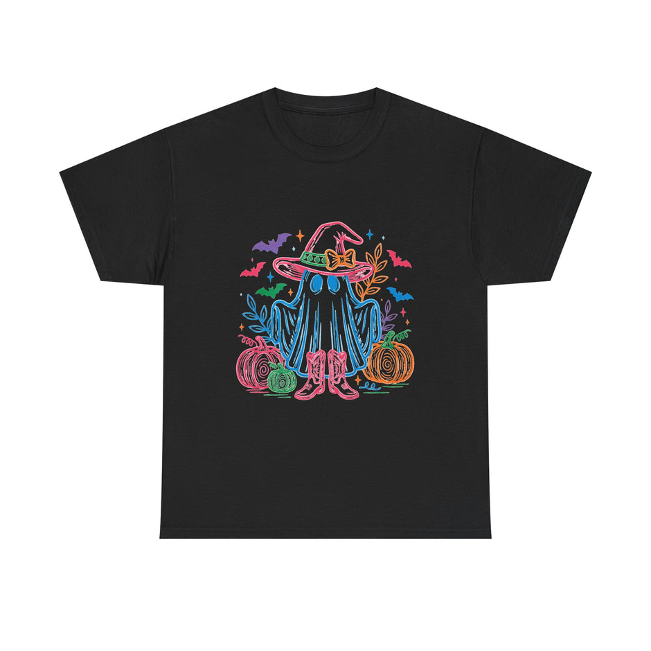 Halloween Ghost Tee — Cute Witch Hat & Pumpkins