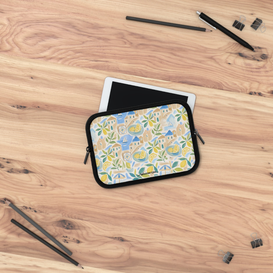 Mediterranean Lemon Laptop Sleeve & Seaside Pattern
