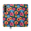 Tropical Hibiscus Flip Phone Case — Floral Wallet Flip Case with Card Slots