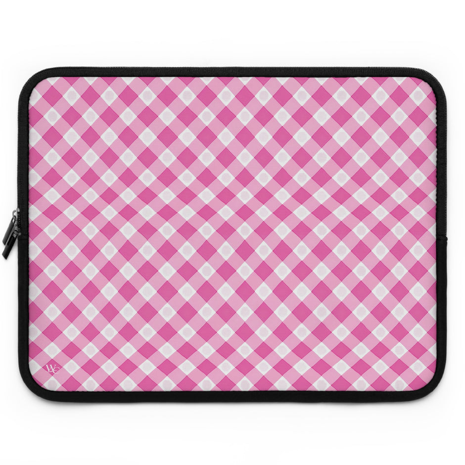 Pink Gingham Laptop Sleeve - Stylish Protection for Your Device