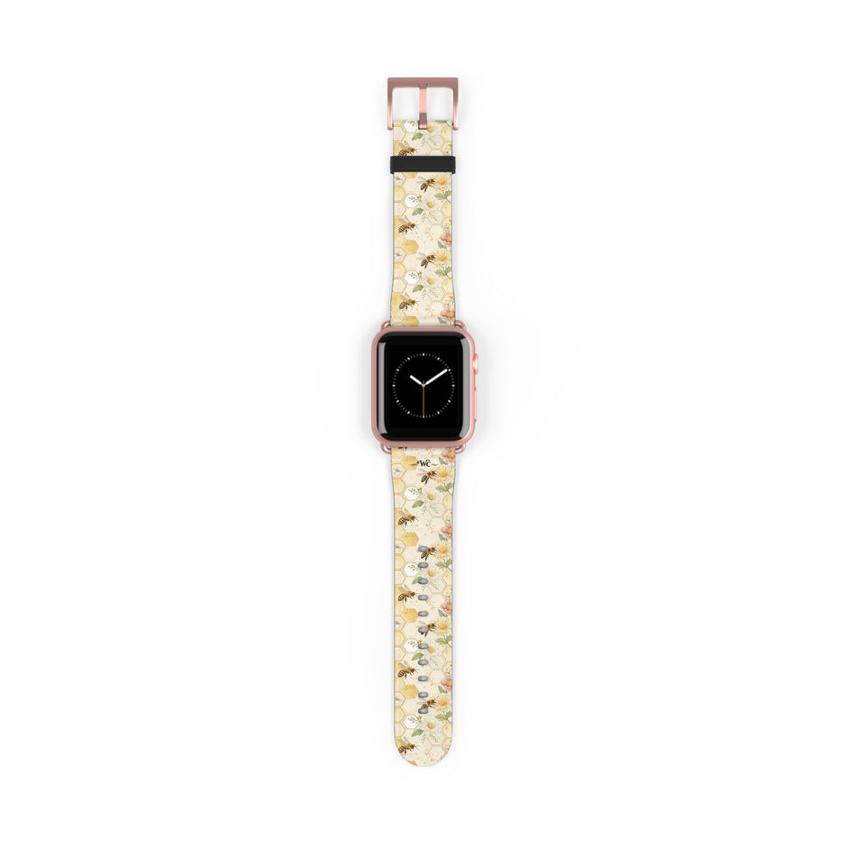 Honeycomb Heaven - Honeybee Apple Watch Band— Bee & Honeycomb Pattern Apple Watch Strap