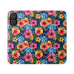 Tropical Hibiscus Flip Phone Case — Floral Wallet Flip Case with Card Slots