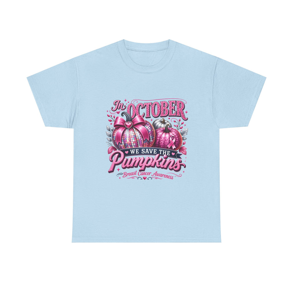 October Breast Cancer Awareness Pumpkin Tee — 